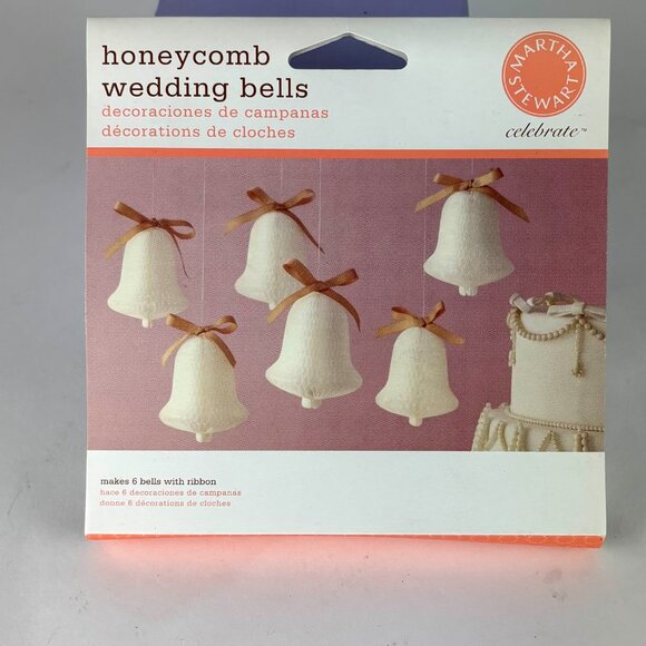Elegant Wedding Decor Lot: 34 Honeycomb Bells & Just Married Banner - Picture 2 of 14